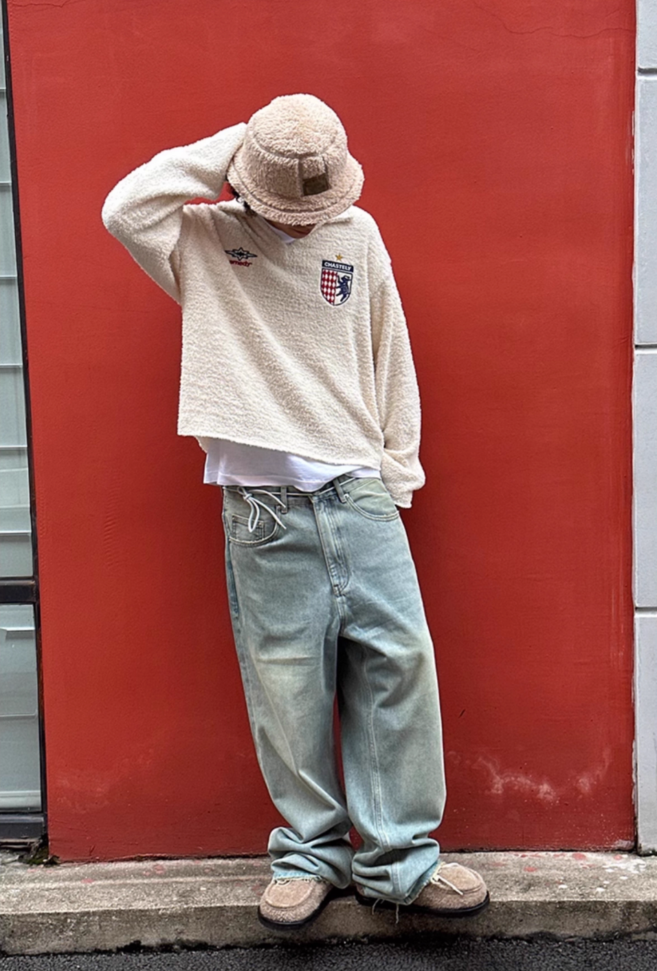Remedy Number Patch Embroidered Polo Knit Sweater