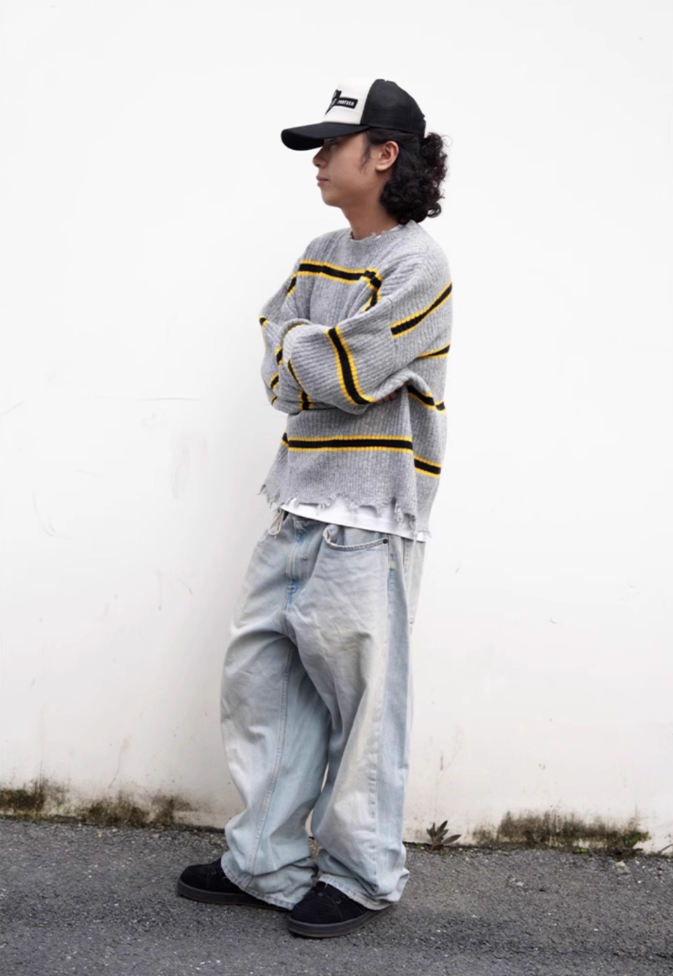 Remedy Striped Distressed Knit Sweater