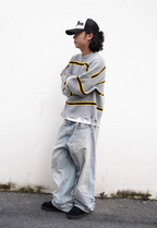 Remedy Striped Distressed Knit Sweater