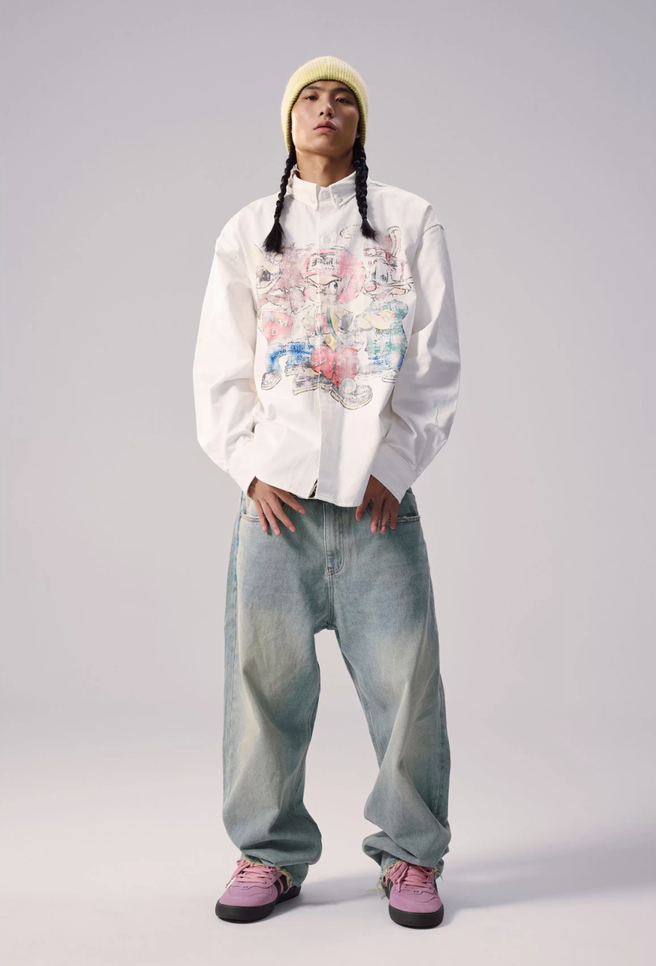 Remedy Cartoon Print Long Sleeve Shirt