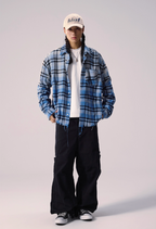 Remedy Washed Gradient Plaid Cutoff Long Sleeve Shirt
