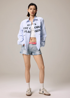 Remedy Letter Print Striped Long Sleeve Shirt