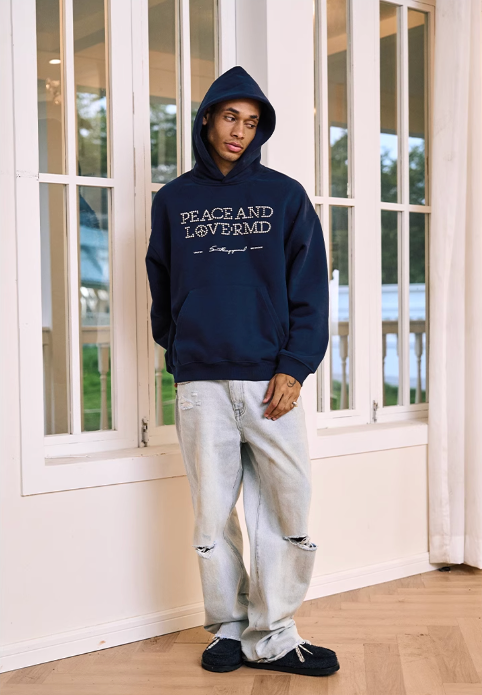 Remedy PEACE LOVE Pearl Embroidered Hoodie