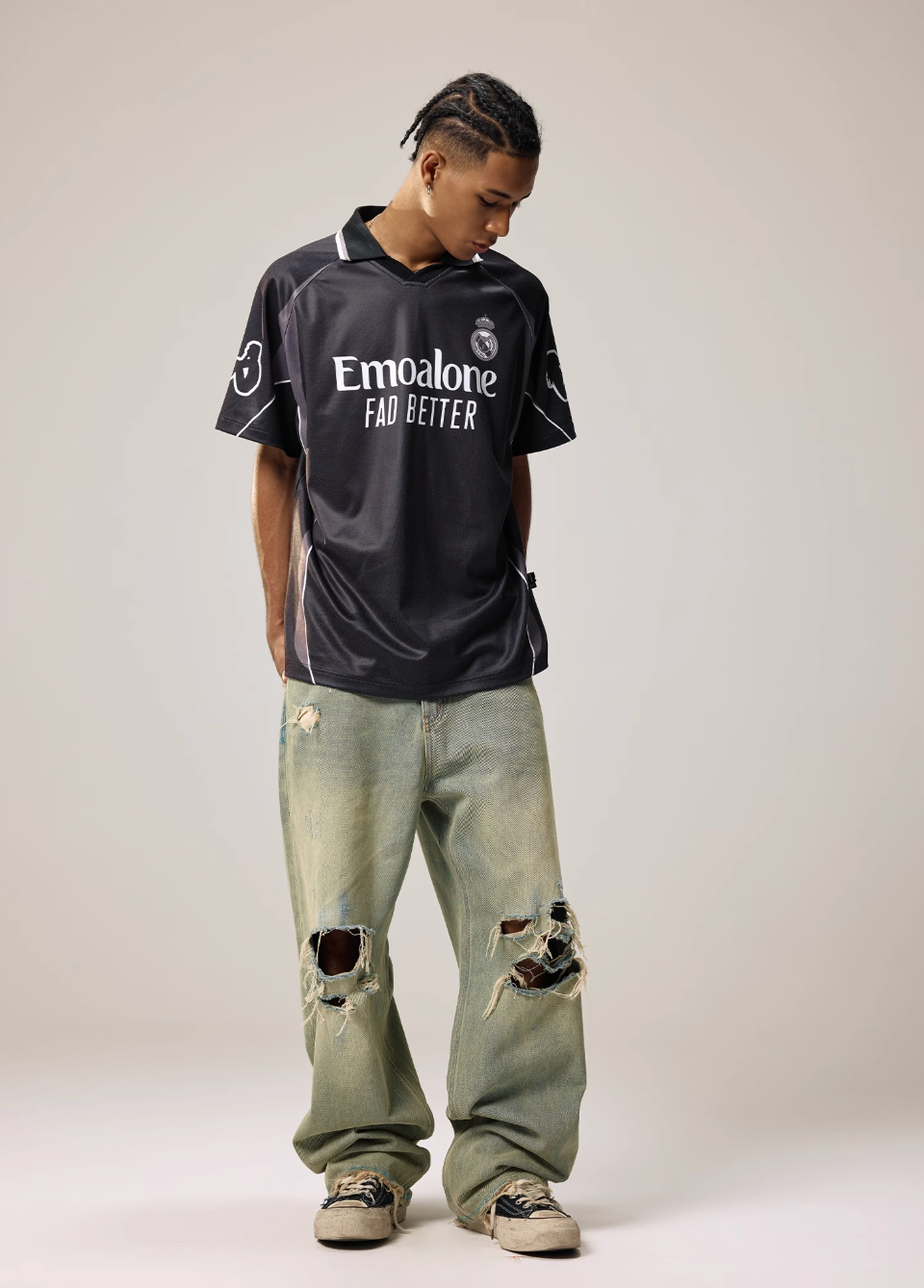 Remedy Emoalone Print Inspired Soccer Jersey Polo Shirt