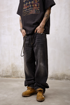 Remedy Double Layer Back Pocket Side Stitch Washed Jeans