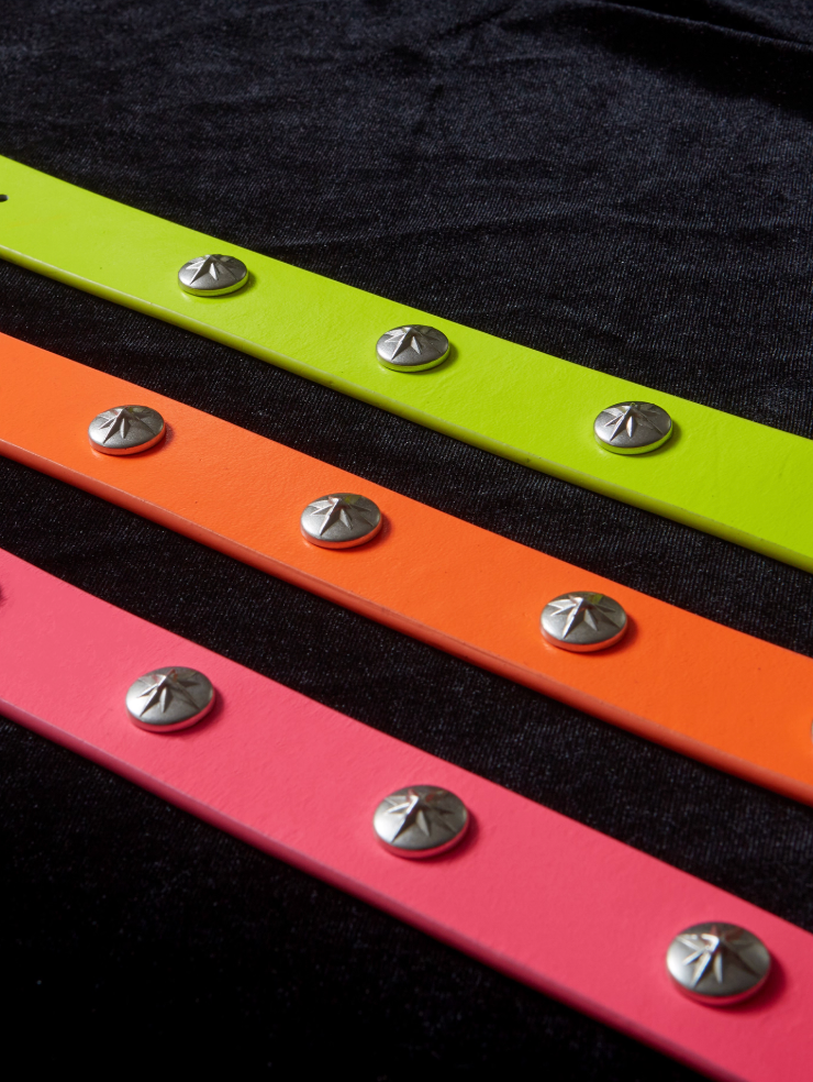 Remedy Neon Metal Studded Leather Belt