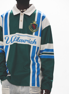 UNTILWERICH Color Blocking Striped Long Sleeve Polo Jersey