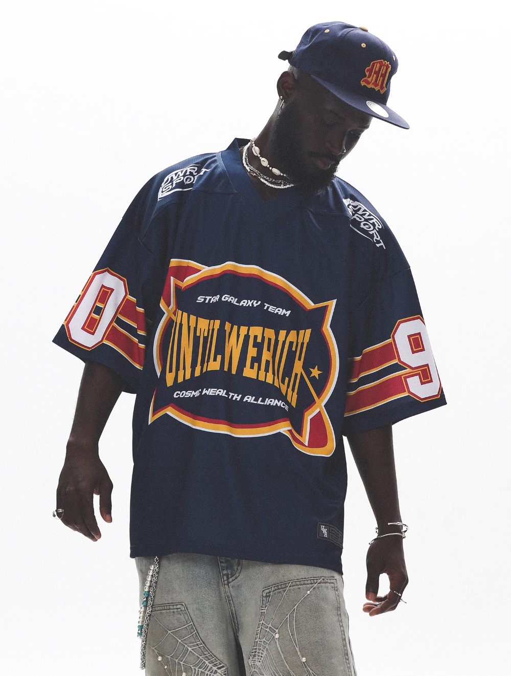 UNTILWERICH Vintage Graphic Mesh Hockey Jersey
