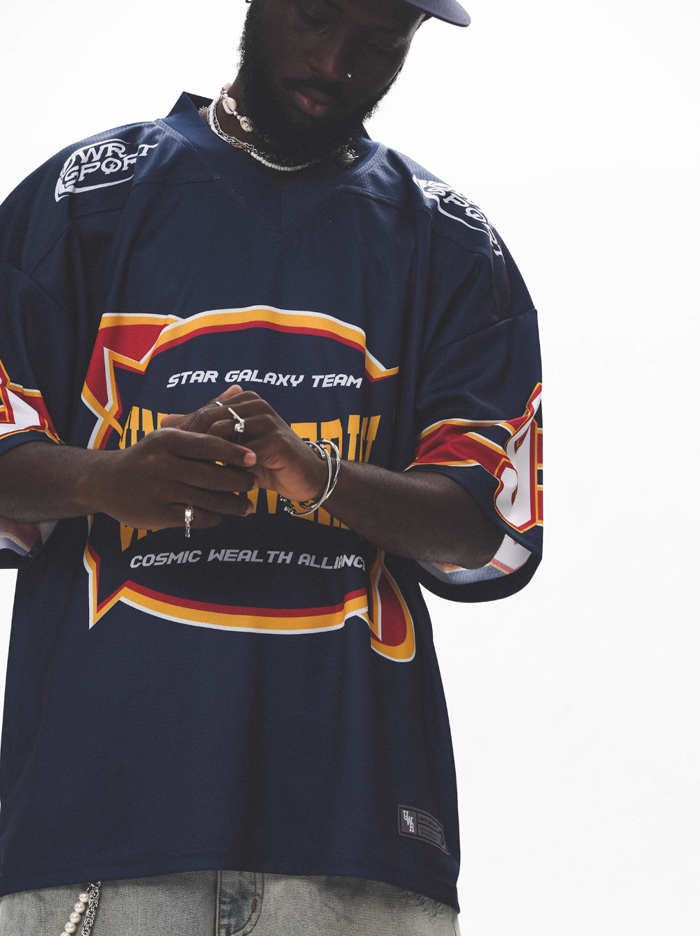 UNTILWERICH Vintage Graphic Mesh Hockey Jersey