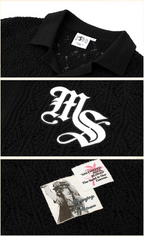 MEDM x STK Patch Embroidery Open Knit Short Sleeve Shirt