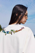 MEDM Butterfly Embroidered Neckline Tee