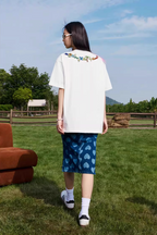 MEDM Butterfly Embroidered Neckline Tee
