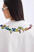 MEDM Butterfly Embroidered Neckline Tee