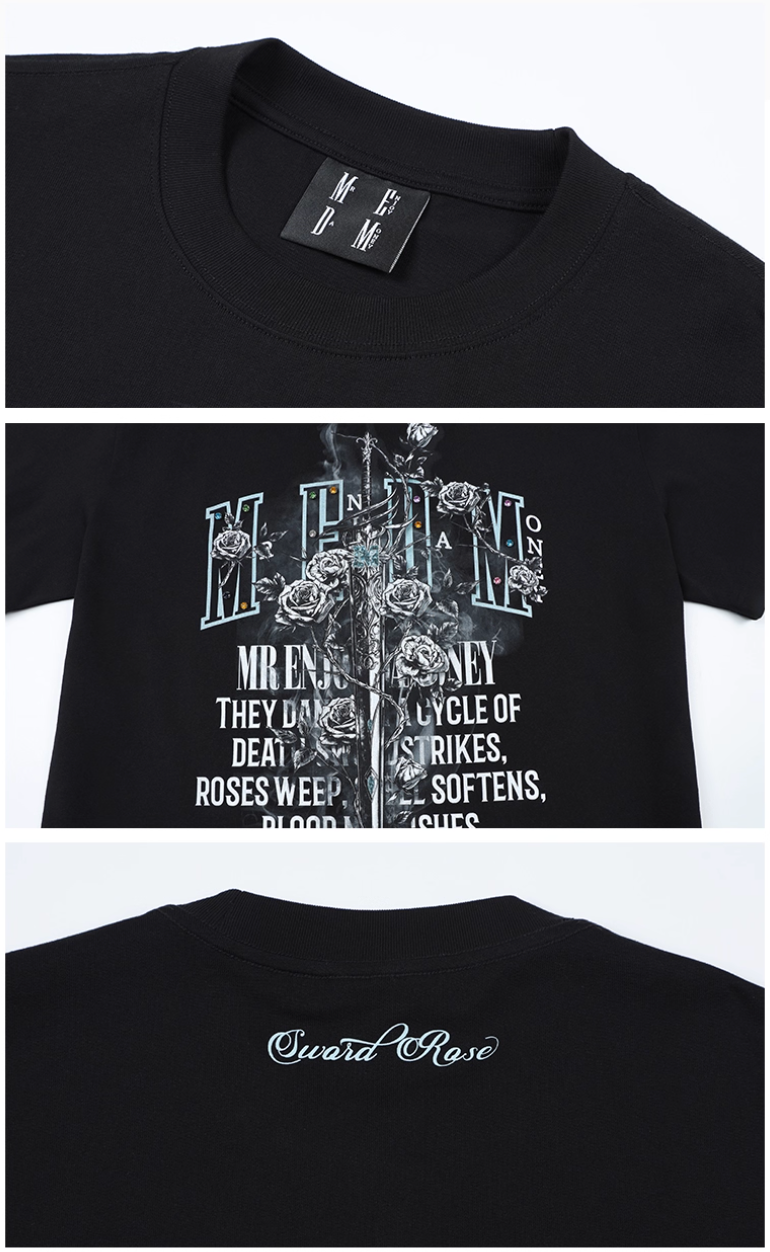 MEDM Sword and Rose Multicolor Diamond Tee