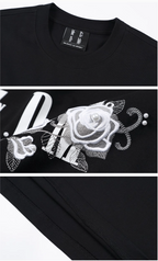 MEDM Beaded Rose Embroidery Logo Tee