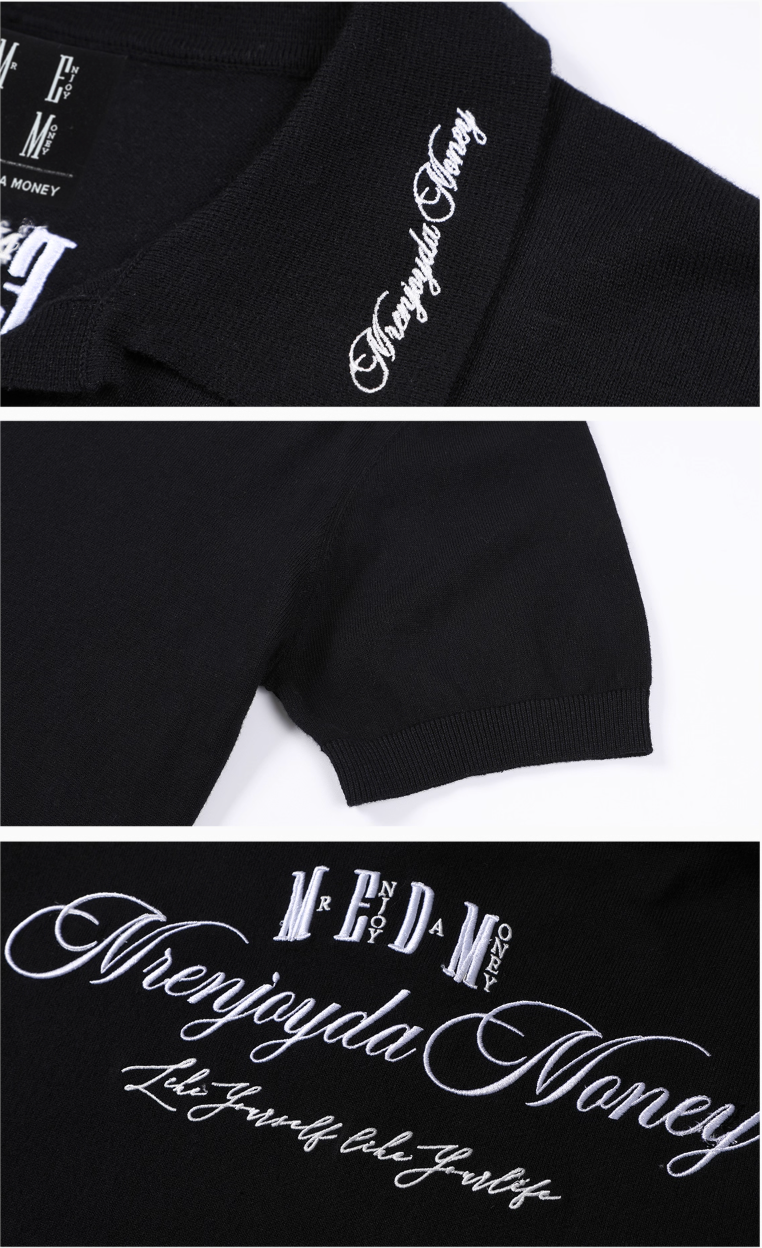 MEDM Handwriting Embroidery Knit Polo