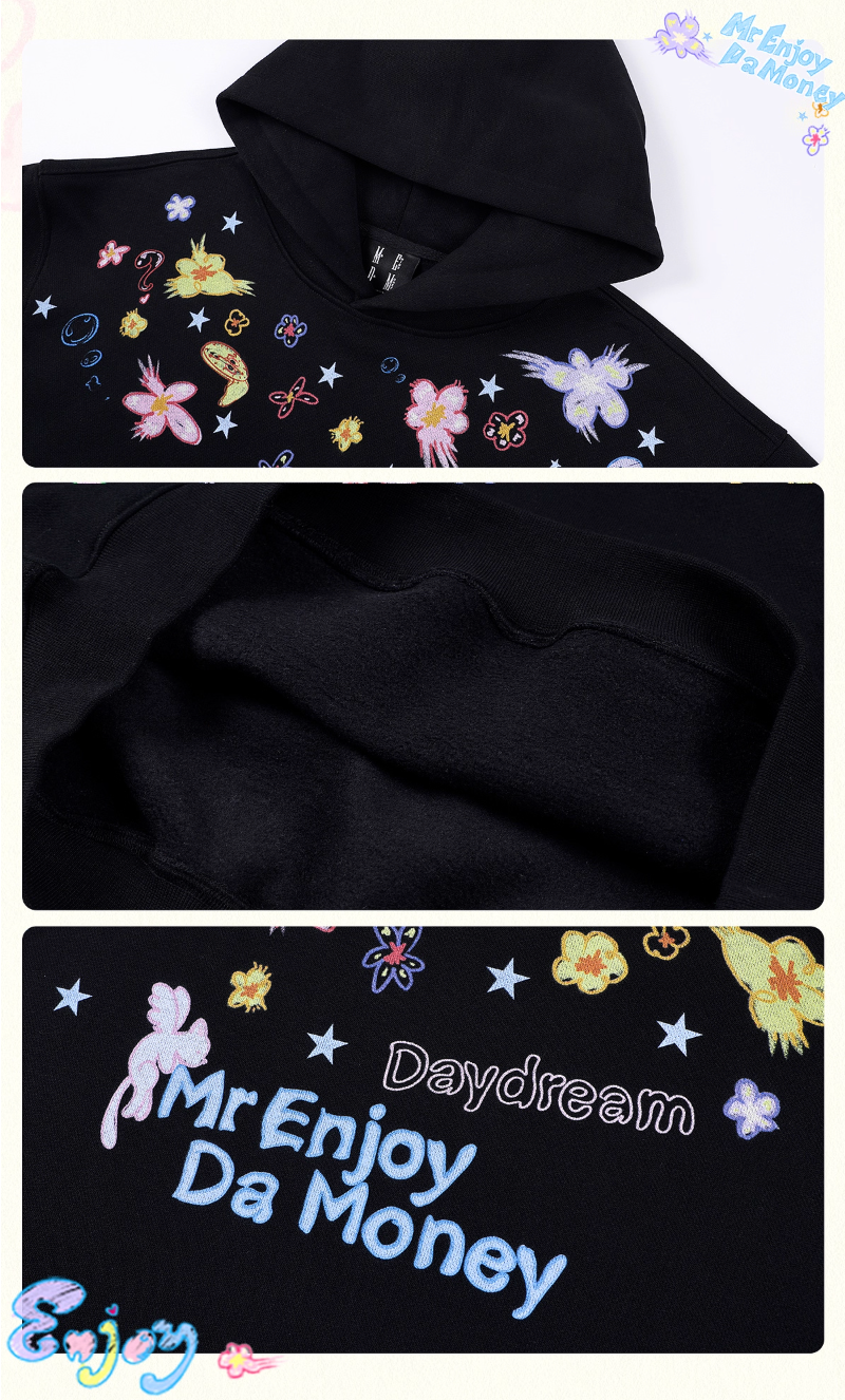 MEDM Graffiti Flower Print Hoodie