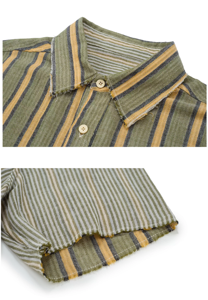 EVILKNIGHT(EK) Striped Plaid Reversible Short Sleeve Shirt
