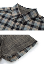 EVILKNIGHT(EK) Striped Plaid Reversible Short Sleeve Shirt