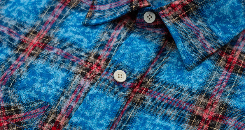 EVILKNIGHT(EK) Floral Embroidered Plaid Long Sleeve Shirt