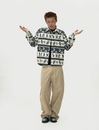 EVILKNIGHT(EK) Ethnic Print Striped Long Sleeve Shirt