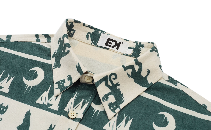 EVILKNIGHT(EK) Ethnic Print Striped Long Sleeve Shirt