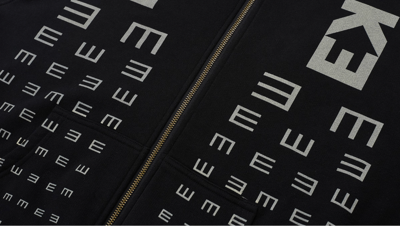 EVILKNIGHT(EK) Eye Chart Logo Print Zip Up Hoodie