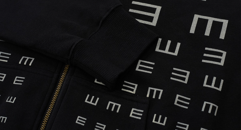 EVILKNIGHT(EK) Eye Chart Logo Print Zip Up Hoodie