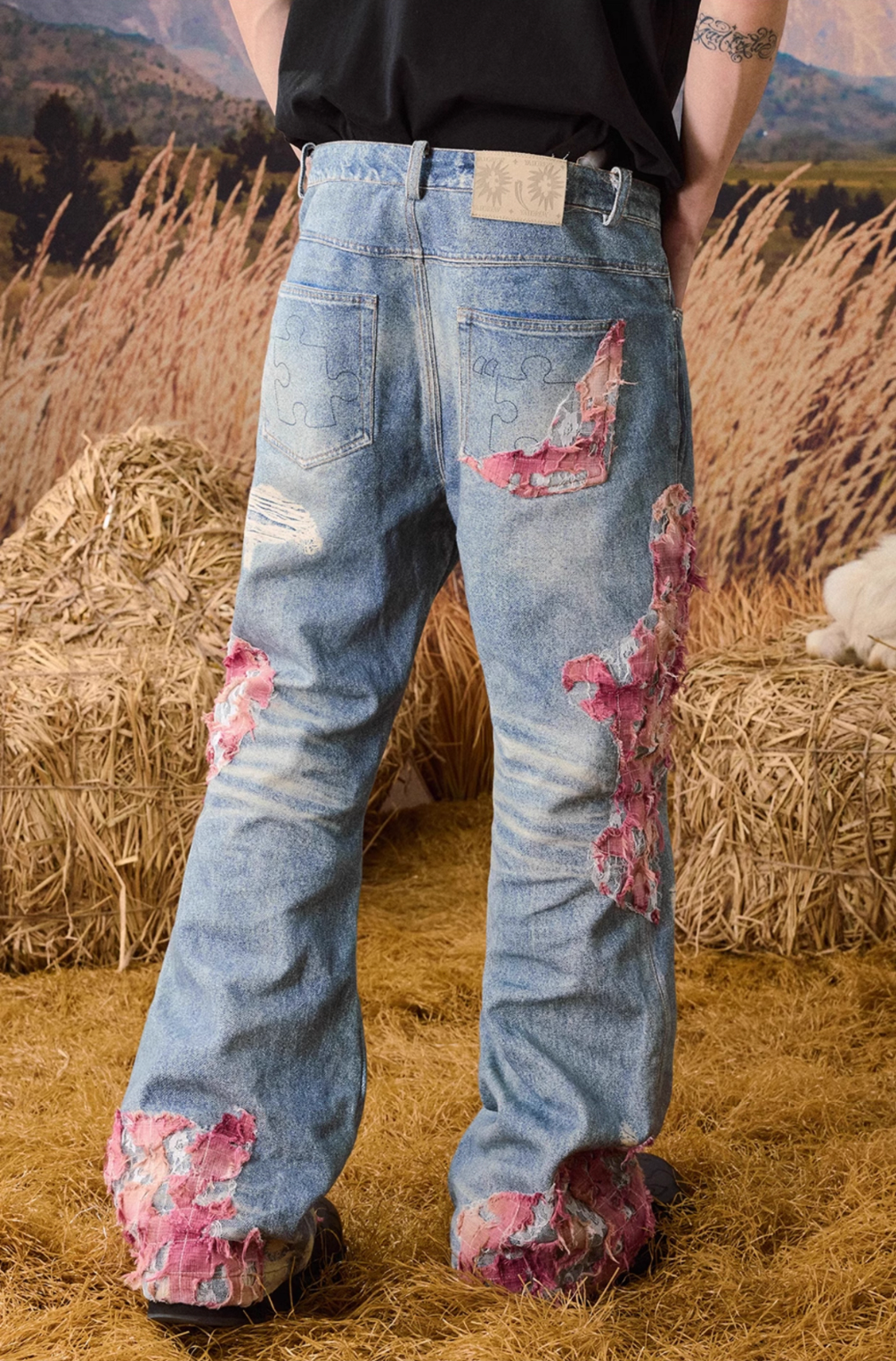 YADcrew Evening Lace Print Denim Jeans