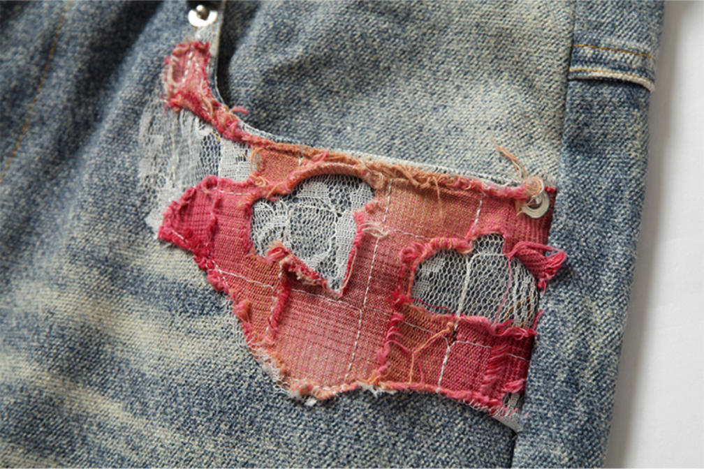 YADcrew Evening Lace Print Denim Jeans