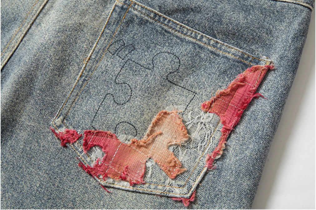 YADcrew Evening Lace Print Denim Jeans