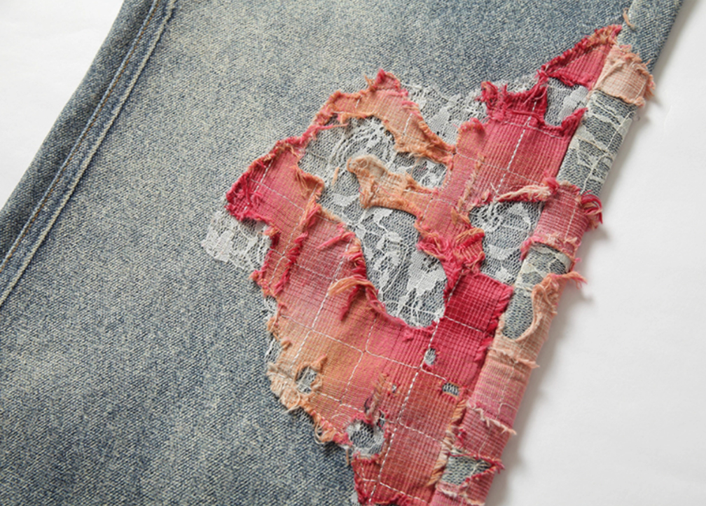 YADcrew Evening Lace Print Denim Jeans