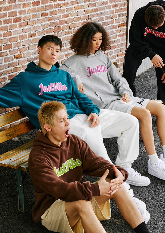 JUST VIBE Terry Embroidered Logo Hoodie
