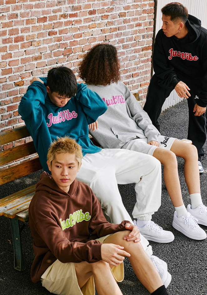 JUST VIBE Terry Embroidered Logo Hoodie