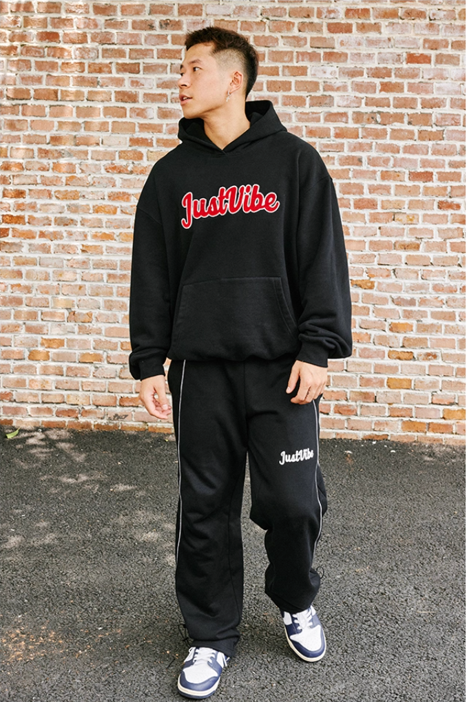 JUST VIBE Terry Embroidered Logo Hoodie