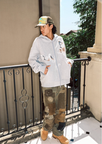 JUST VIBE Lace Peace Dove Zip Up Hoodie