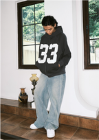 JUST VIBE Number 33 Vintage Print Zip Up Hoodie