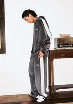 JUST VIBE Side Stripe Velvet Hoodie
