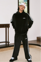 JUST VIBE Side Stripe Velvet Hoodie