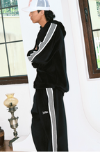 JUST VIBE Side Stripe Velvet Hoodie