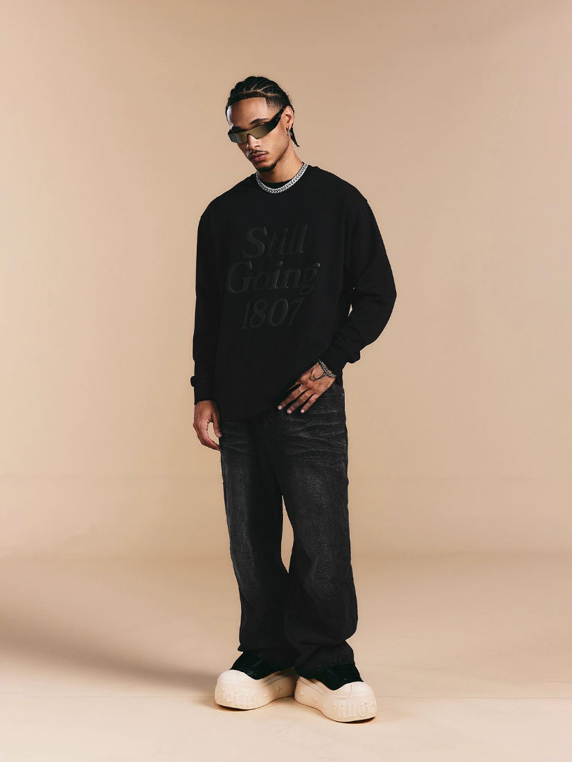 1807 Still Going Foam Print Long Sleeve Tee