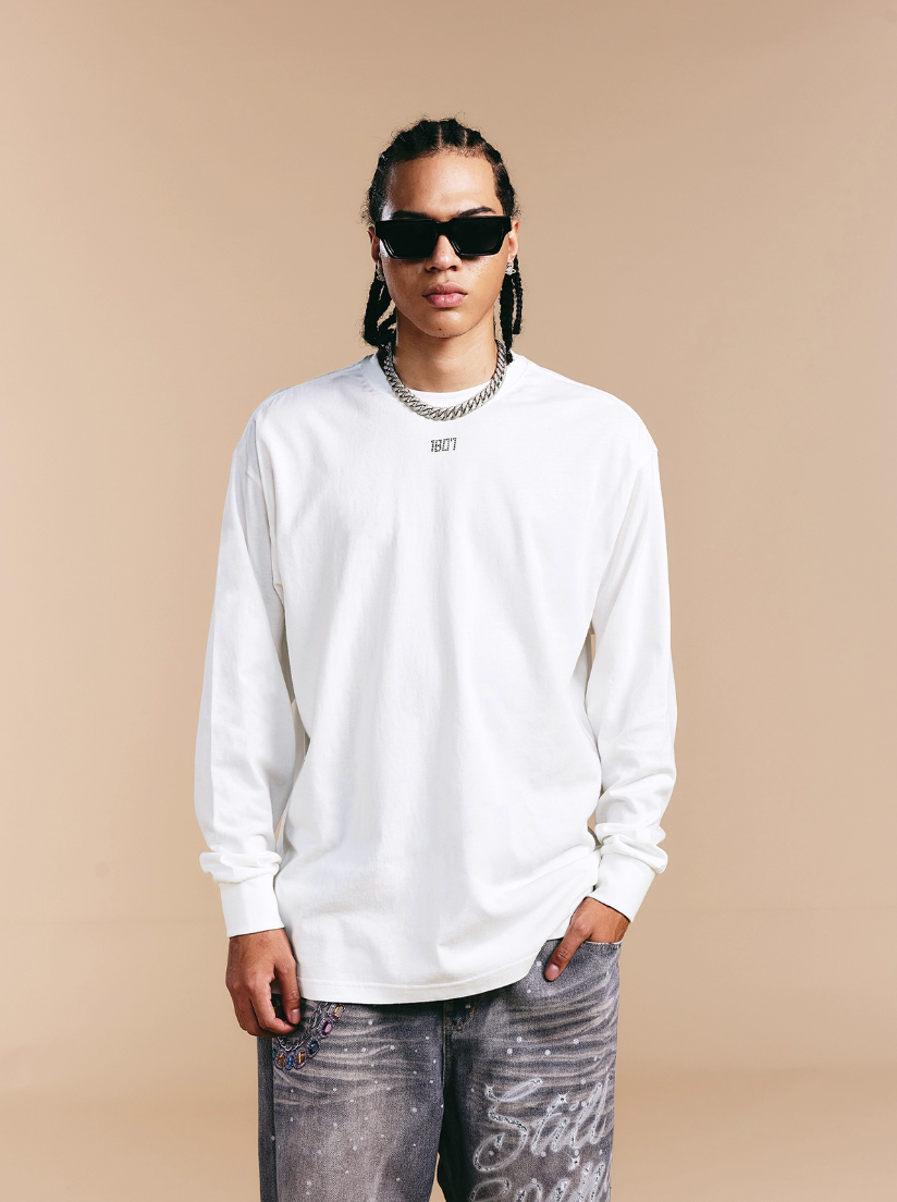 1807 Crystal Rhinestone Logo Long Sleeve Tee