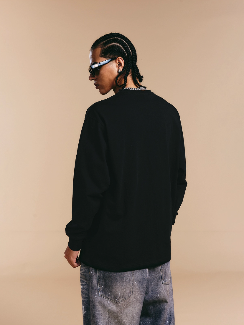 1807 Crystal Rhinestone Logo Long Sleeve Tee
