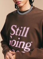 1807 Blurred Logo Print Distressed Long Sleeve Tee