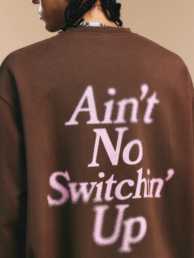 1807 Blurred Logo Print Distressed Long Sleeve Tee