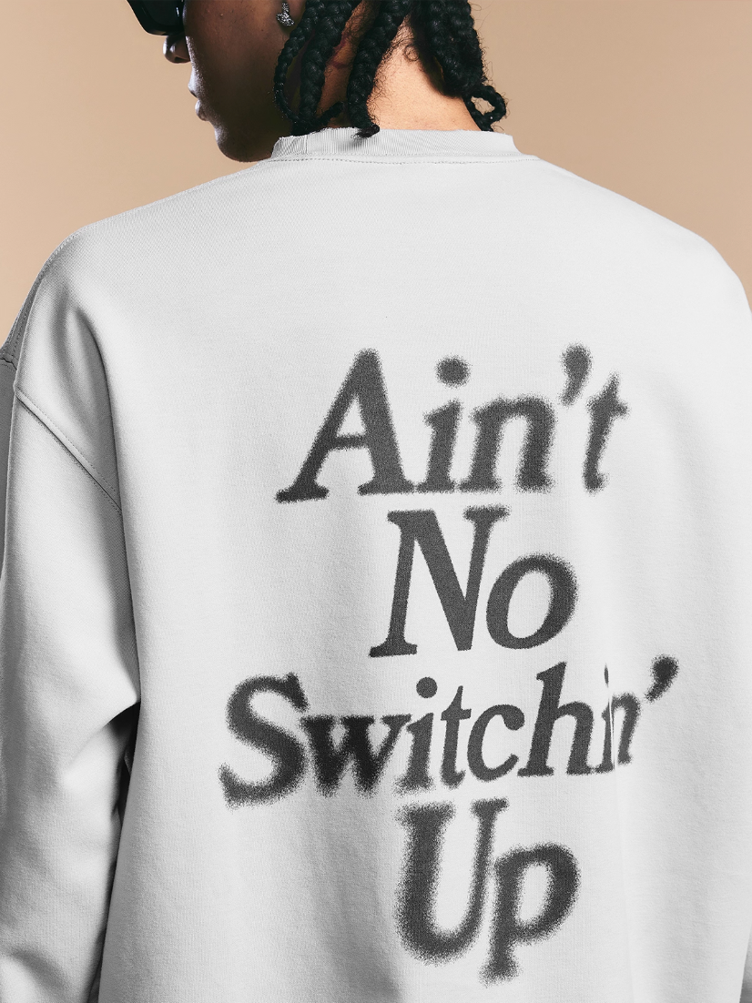 1807 Blurred Logo Print Distressed Long Sleeve Tee