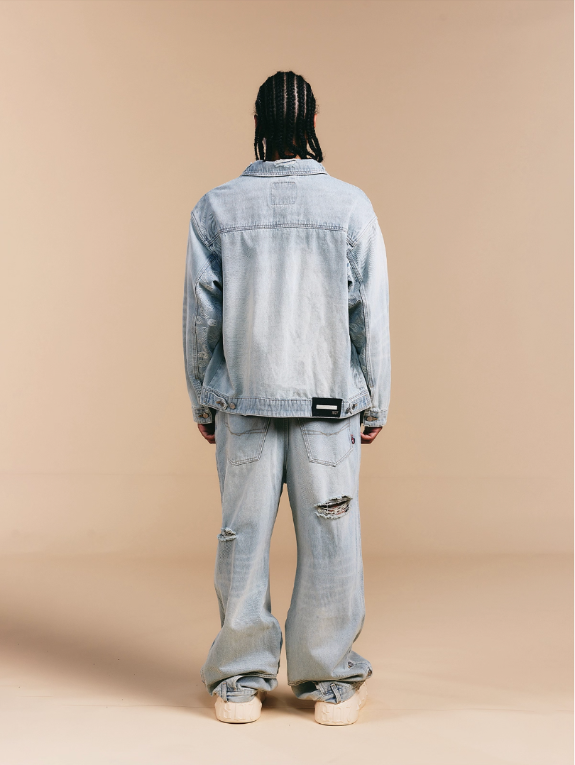 1807× LABT Paisley Pattern Wash Denim Jacket