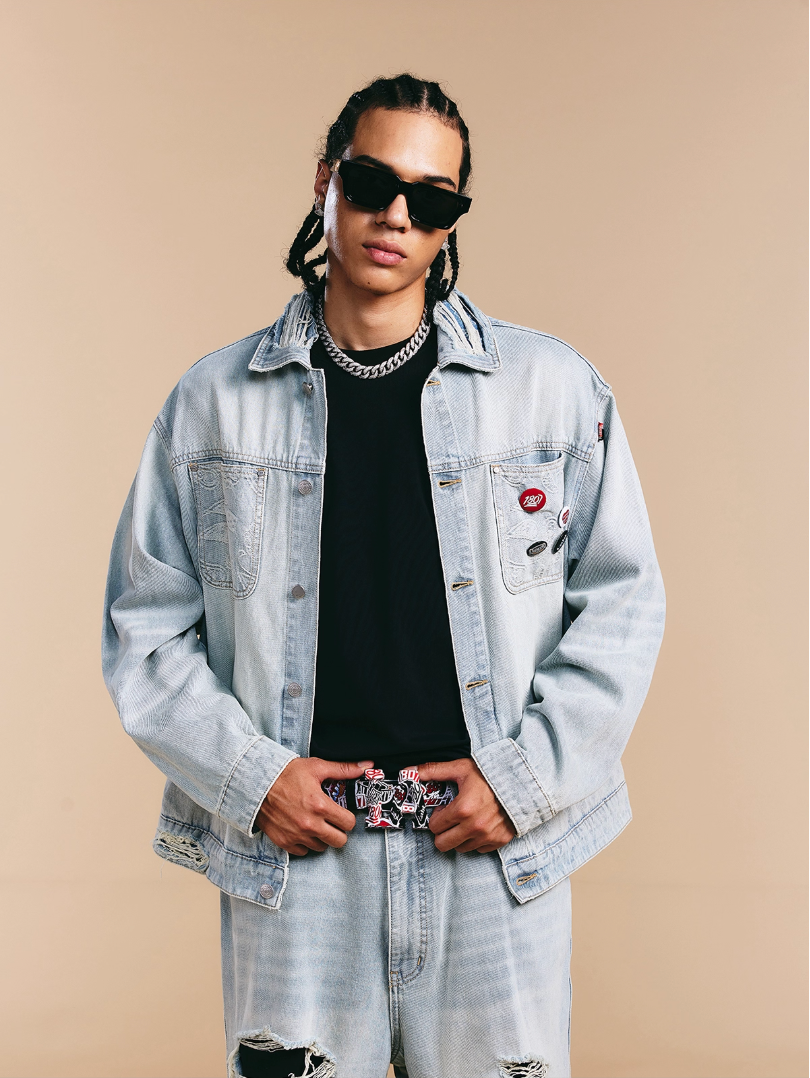 1807× LABT Paisley Pattern Wash Denim Jacket