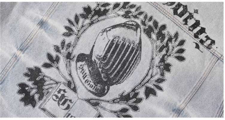 1807 Still Going Vintage Print Wash Denim Jacket