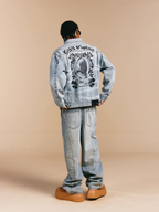 1807 Still Going Vintage Print Wash Denim Jacket